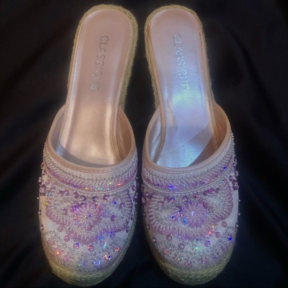 Baby Pink Rhinestone Sandals - Picture 1 of 2